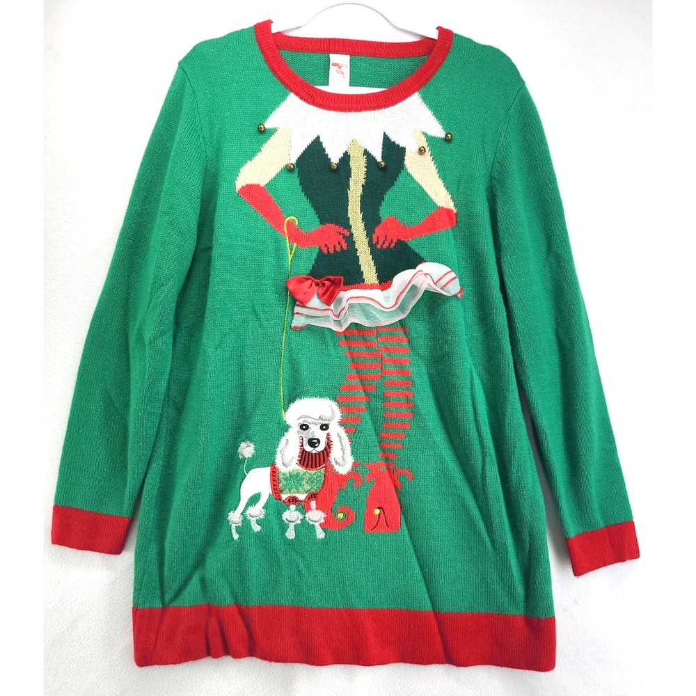 Holiday Time Sexy Elf Womens Ugly Christmas Sweater Sz XL